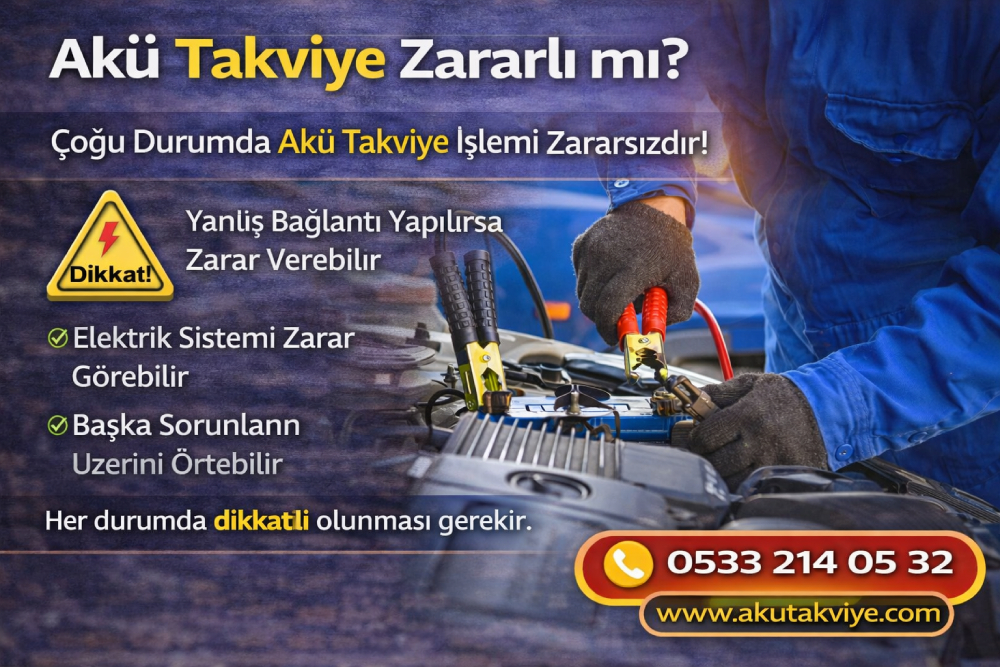 Akü takviye işleminin araca zarar verip vermediğini gösteren güvenli akü takviye uygulaması