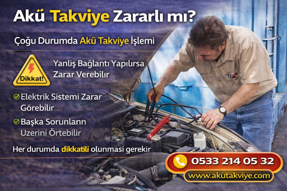 Akü takviye işleminin güvenli şekilde yapılması ve araca zarar verip vermediğini gösteren uygulama